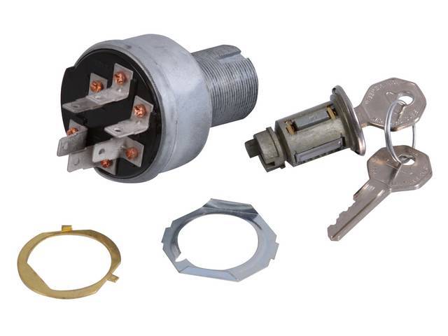 Ignition Switch Assembly, incl cylinder and keys, 6 prong