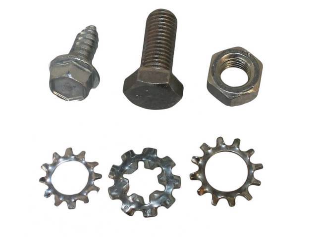Battery Cables Fastener Kit, 6-pc kit includes hex bolt, hexwasher screw, nut and washers for (64 w/ A/C)