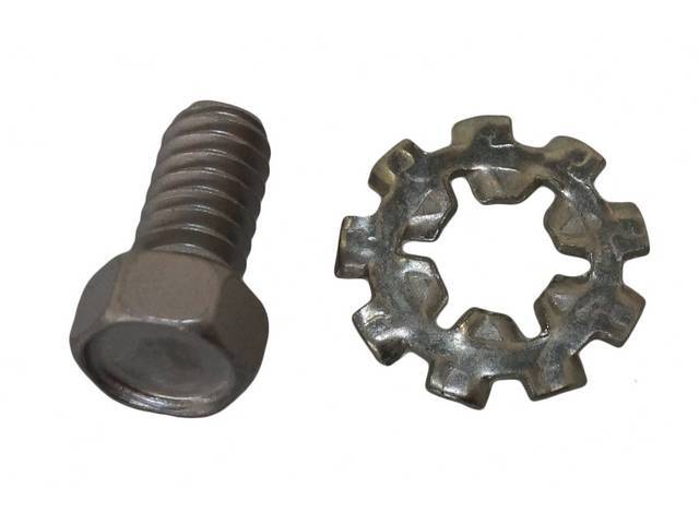 Battery Cable Routing Clip to Frame Fastener Kit, 2-pc kit includes screw and tooth washer for (66-67)