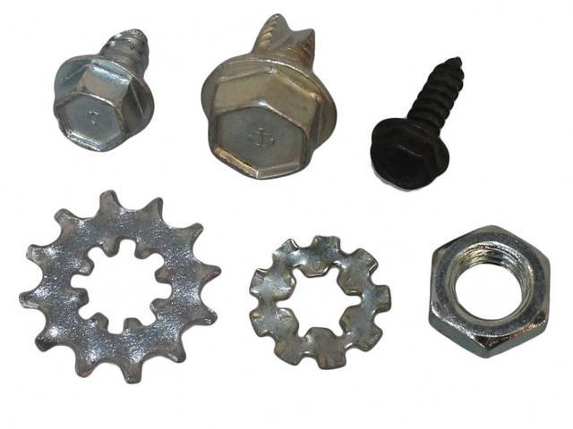 Battery Cables and Clamp Fastener Kit, 6-pc kit includes hexwasher screws, washer and nut for (70-71)