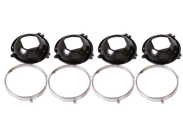 Head Light Mount / Retaining Ring Set, (20) incl 4 retaining rings, 4 inner mounting rings and 12 head light retaining screws, Reproduction