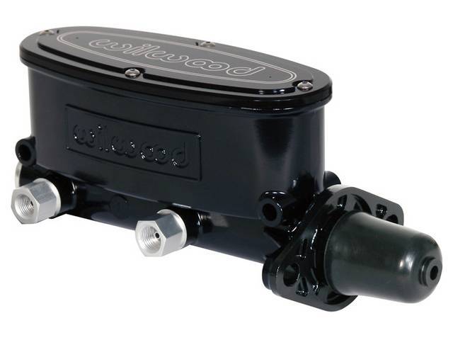Wilwood Aluminum Master Cylinder, Dual Bowl, 7/8 inch bore, black e-coat finish w/ black lid