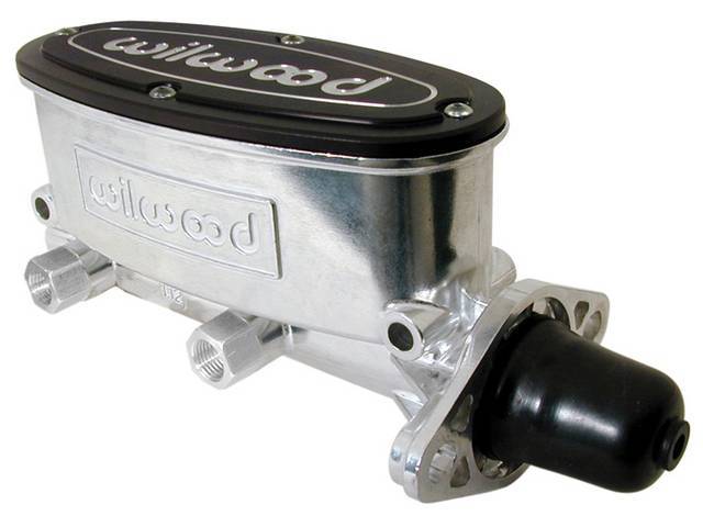 Wilwood Aluminum Master Cylinder, Dual Bowl, 1 inch bore, ball burnished / polished finish w/ black lid
