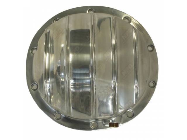 Differential / Rear End Cover, 10 Bolt W/ 8.5 Inch Ring Gear, Finned polished aluminum finish, reproduction