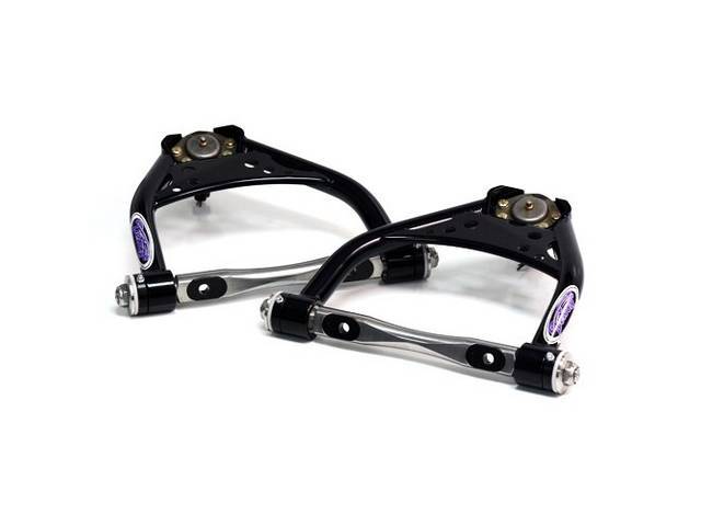 ARM SET, Steering Control, Tubular, Upper, Detroit Speed, Gloss Black Powder Coated Finish, US-Made