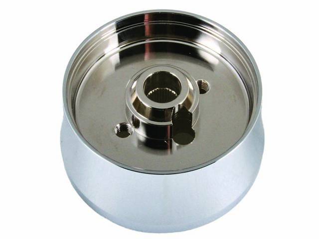 Steering Wheel Hub, Custom billet aluminum chrome plated, Fits GM spline steering columns