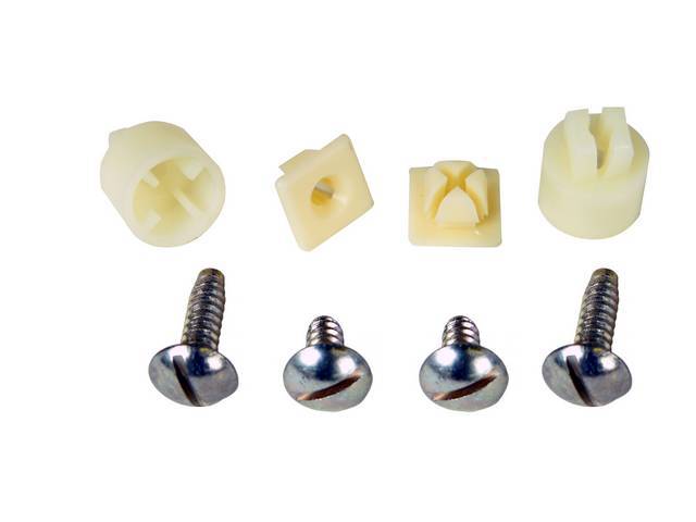 License Plates Fastener Kit, does front and rear plates, 8-pc, OE Correct AMK Products reproduction