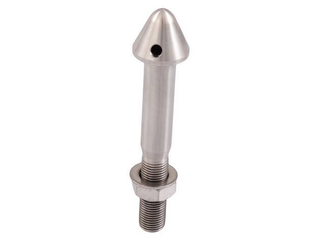 PILOT BOLT, Hood Lock, Upper Plate, Detroit Speed, machined billet stainless steel, US-Made** does not incl Flange Nut or spring **