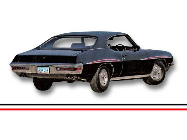 STRIPE KIT, Eyebrow, Black / Clear / Red, incl non-reflective fender, door and quarter panel stripes, squeegee and instructions, repro