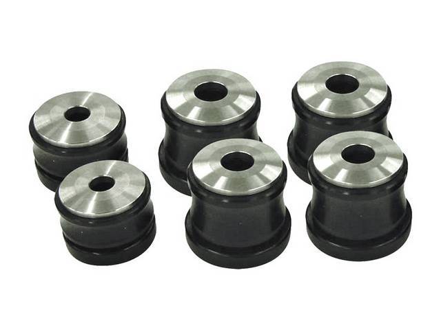 Solid Body Mounts, Subframe, Detroit Speed, stock ride height, incl 2 radiator core support bushings and 4 main body bushings, US-Made