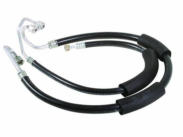 A/C Compressor Hose Set, w/o muffler, connects compressor to POA on evaporator unit and top fitting of condenser, US-Made reproduction