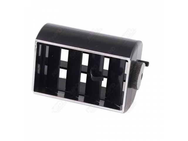 Dash Air Outlet Deflector, Inner (smaller style) vent, black w/ chrome edge, reproduction