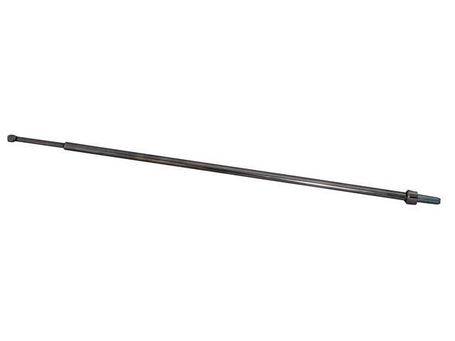 Radio Antenna Mast, Manual Extension Style, oval type w/ plug end and correct oval grooved tip, bright finish, features serrated-style connection to cable, excellent repro