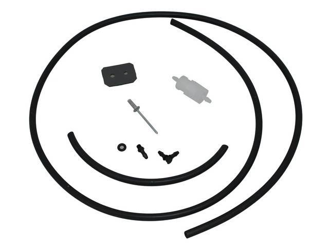 VENT LINE KIT, Hood Tachometer, fixes the problem of tachometer fog up, vacuum hose connects hood tachometer to the heater box on the firewall, repro