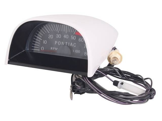 Hood Mounted Tachometer, 8000 rpm range w/ 5100 redline, blue face, reproduction