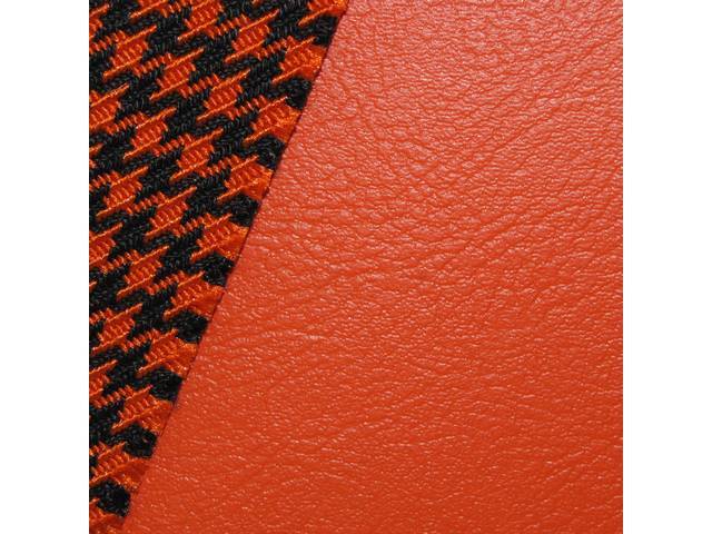 Restoration Quality Fold Down Rear Seat Upholstery Set, Deluxe Houndstooth, Orange, Reproduction for (1969)