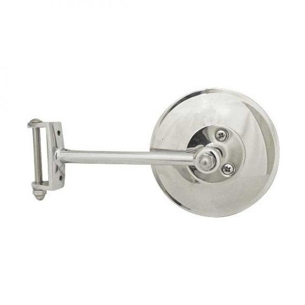 Model A Ford Outside Rear View Mirror - Closed Cars Only - Hinge Type - Chrome - Left Or Right Side