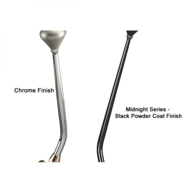 Lokar Shifter for GM 4L60 4-Bolt Tailshaft OR 4L60E 6-Bolt Tailshaft, Single Bend, 12", Chrome or Midnight, Choice of Knobs