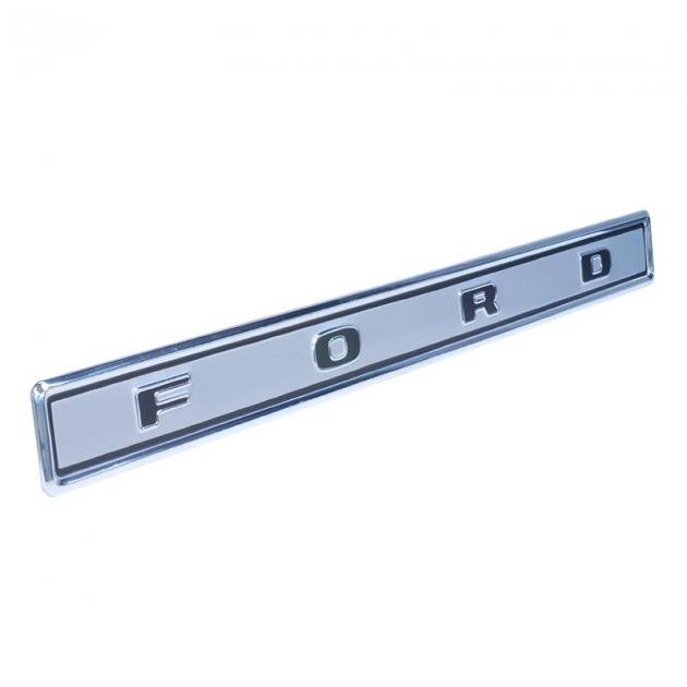 Dennis Carpenter Tailgate Outside Finish Panel - Black on Silver- 1973-79 Ford Truck D3TZ-99425A34-A