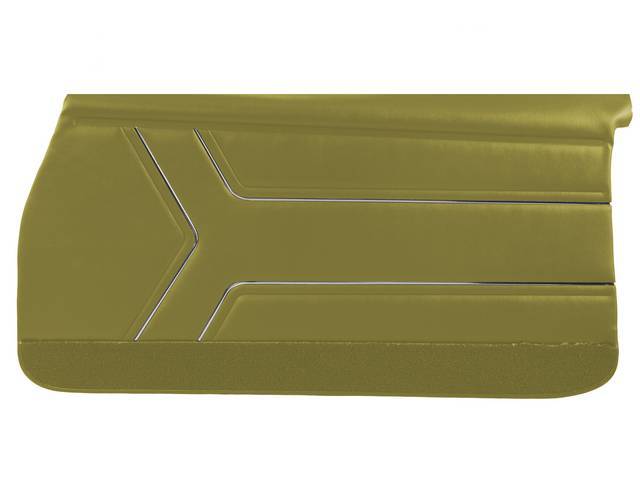 PANEL SET, Inside Door, Std, Mustard Gold (actual color, GM called Gold or Medium Gold) w/ gold lower carpets, PUI, *Silver Edition*, madrid grain vinyl