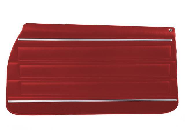 PANEL SET, Inside Door, Pre-Assembled, Std, Red (actual color, GM called Red or Medium Red) w/ red lower carpets, PUI, *Silver Edition*, madrid grain vinyl