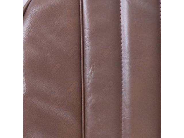 UPHOLSTERY SET, Front Buckets, Dark Saddle (actual color, GM called Saddle), PUI, madrid grain vinyl w/ elk grain vinyl inserts