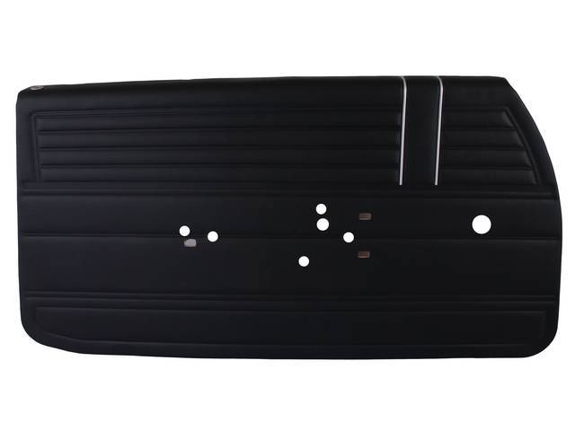 PANEL SET, Premium, Inside Door, Pre-Assembled, Black, Madrid grain vinyl w/ correct chrome accent strips, no emblems or Molding included