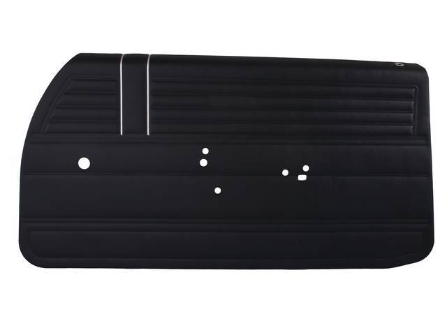Premium Front Door Panel Set, Pre-Assembled, Buick-style, Black madrid grain vinyl with lower carpet