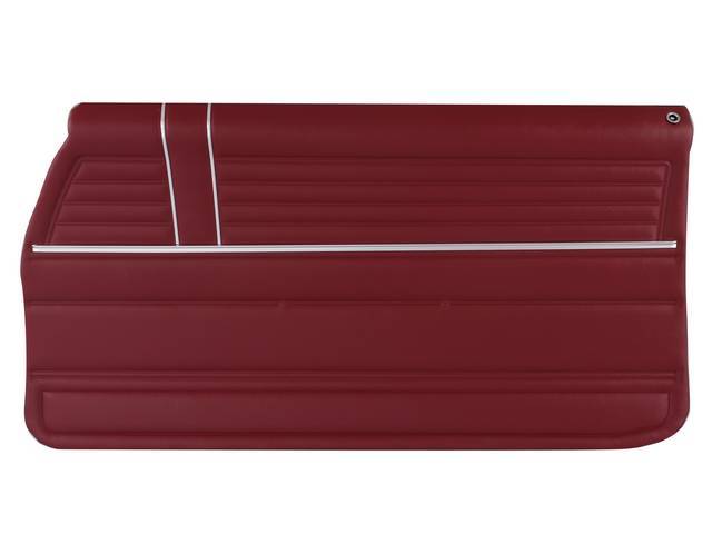 PANEL SET, Premium, Inside Door, Pre-Assembled, Red, Madrid grain vinyl w/ correct chrome accent strips, no emblems or Molding included