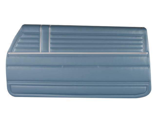 PANEL SET, Premium, Inside Door, Pre-Assembled, Blue, Madrid grain vinyl w/ correct chrome accent strips, no emblems or Molding included