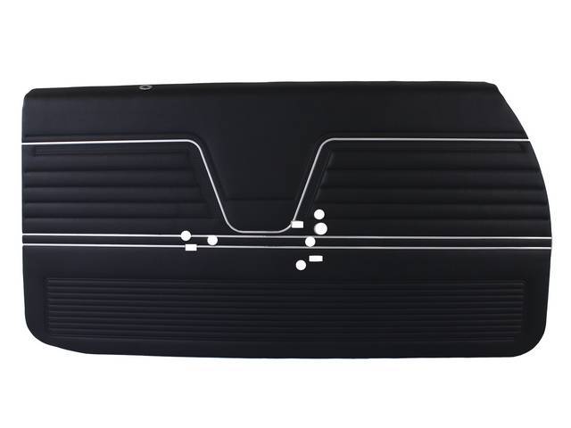 PANEL SET, Premium, Inside Door, Pre-Assembled, Black, Madrid grain vinyl w/ correct chrome accent strips, no emblems incl