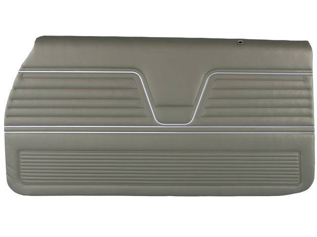 PANEL SET, Premium, Inside Door, Pre-Assembled, Light Metallic Green (Std listed as Medium Green), madrid grain vinyl w/ correct chrome accent strips