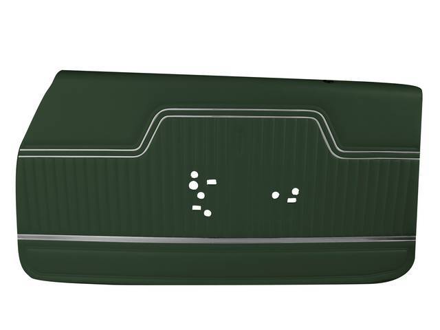 PANEL SET, Premium, Inside Door, Pre-Assembled, Dark Metallic Green, Madrid grain vinyl w/ correct chrome accent strips, no emblems incl
