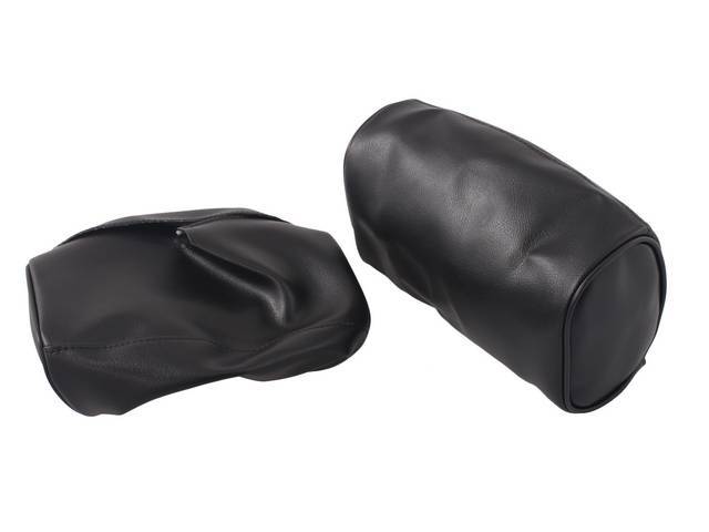 Head Rest Cover Set, Premium, Bench, Black, madrid grain vinyl