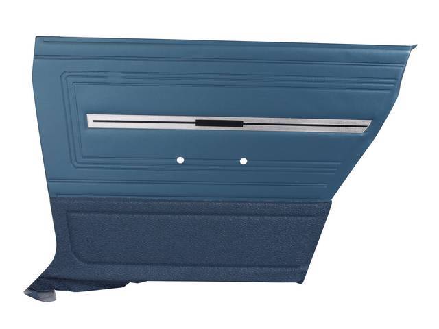 PANEL SET, Premium, Inside Quarter, Two Tone Bright Blue w/ Dark Blue lower, madrid grain vinyl upper, crushed ice lower w/ textured chrome accent.