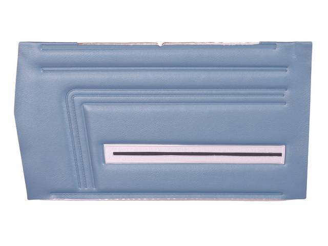 PANEL SET, Premium, Inside Quarter, Light Metallic Blue, used w/ Two-Tone Blue, madrid grain vinyl w/ textured chrome accent