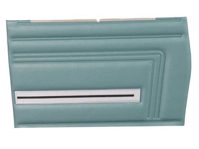 PANEL SET, Premium, Inside Quarter, Light Metallic Turquoise, used w/ two tone Turquoise, madrid grain vinyl w/ textured chrome accent