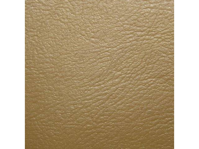 Upholstery Set, Premium, Front Bench, 50-50 split back w/o arm rest, SRM Saddle, madrid grain vinyl w/ 1 inch channel heat-sealed back panel, Incl buttons