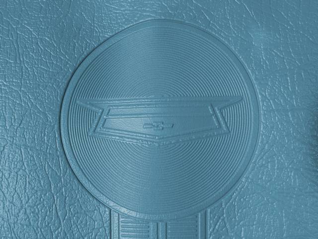 Upholstery Set, Premium, Rear Seat, Metallic Blue (Std listed as Light Blue), seville grain vinyl w/ heat-sealed Chevy symbol on top center panel