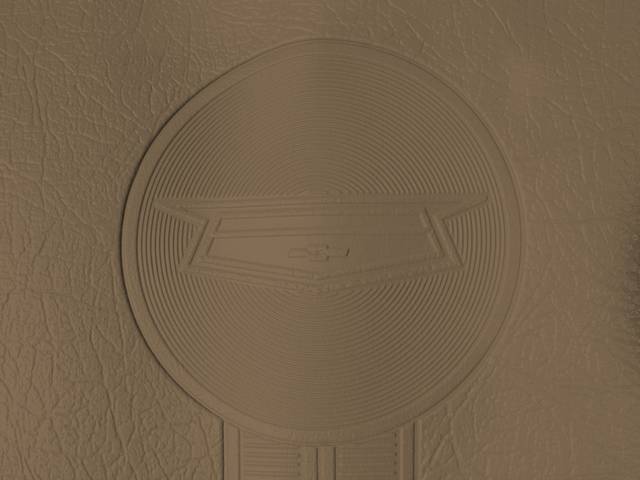 Upholstery Set, Premium, Rear Seat, Saddle, seville grain vinyl w/ heat-sealed Chevy symbol on top center panel