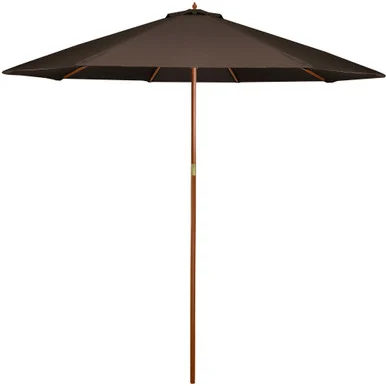 Classic Brown 8.5ft Outdoor Patio Market Umbrella with Wooden Pole – Stylish Shade for Your Outdoor Space