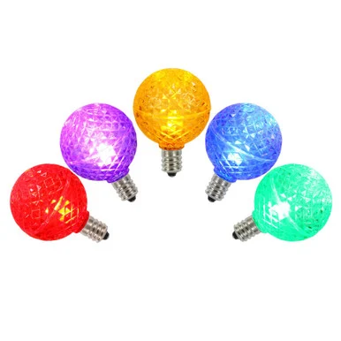 Club Pack of 25 LED G40 Multi-Color Faceted Replacement Christmas Light Bulbs
