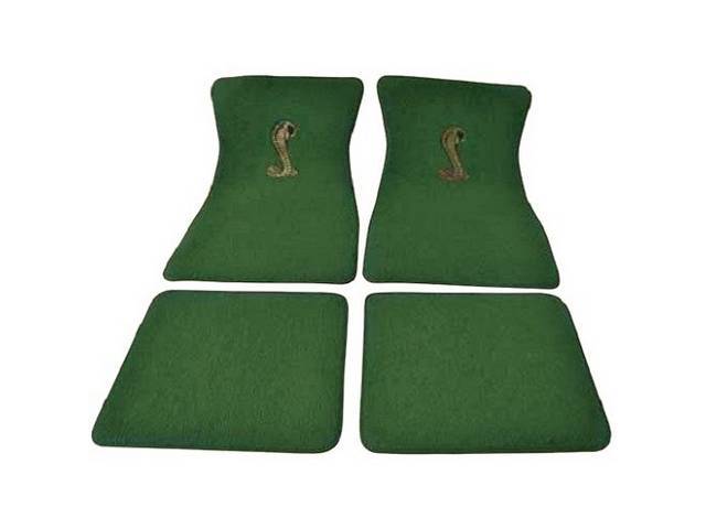 Floor Mat Set, Raylon Weave, Coiled Cobra Logo, Medium Green
