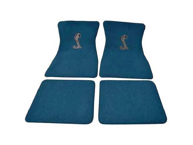 Floor Mat Set, Raylon Weave, Coiled Cobra Logo, Medium Blue