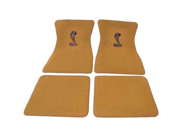 Floor Mat Set, Raylon Weave, Coiled Cobra Logo, Parchment/Nugget Gold