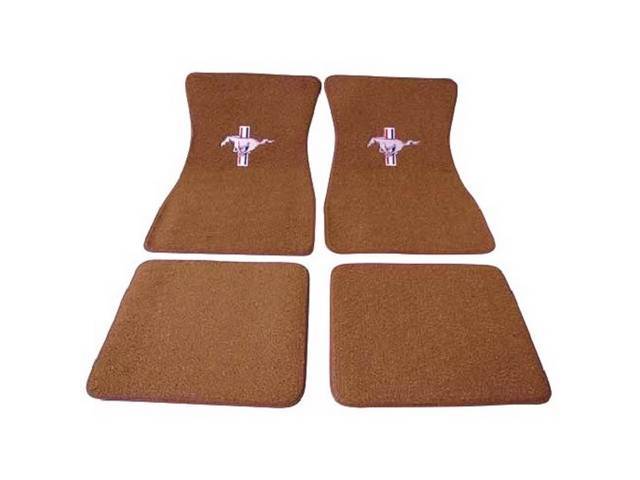 Floor Mat Set, Raylon Weave, Tri-Bar Running Horse Logo, Ginger