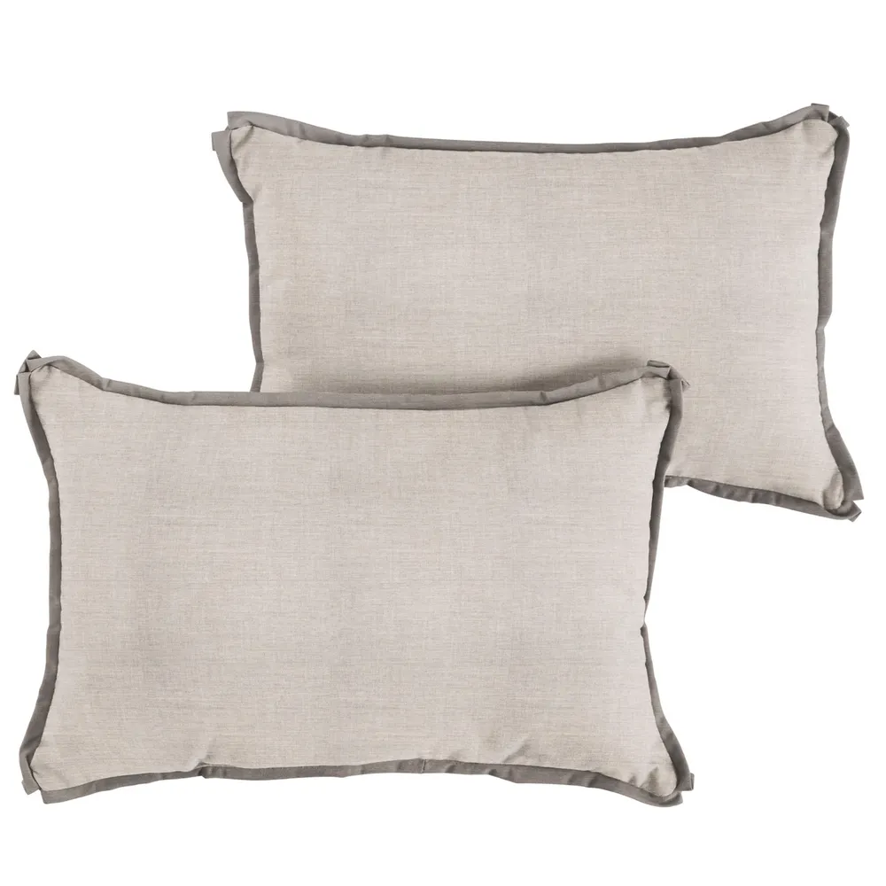 Set of 2 Sunbrella Cast Silver/Canvas Taupe Outdoor Pillow, 20″