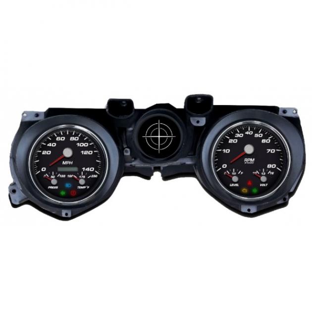 Mustang - New Vintage USA Performance Series Kit - 3 in 1 Style Gauges, Black Dial - 1971 - 1973