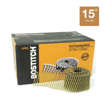 BOSTITCH 15 degree Coil Framing Nails 3 in Steel - Diamond Point