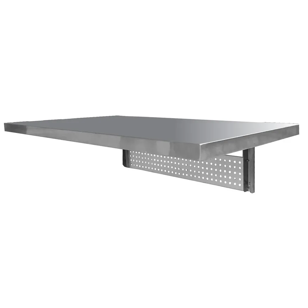 4′ Metallic Silver Sports Series Space Saving Stainless Steel Wall Mount Work Table